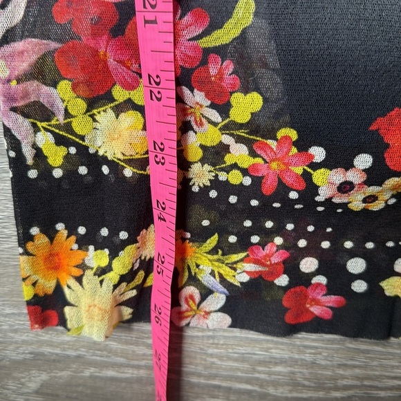 JPG Fuzzi Sheer Mesh Floral Long Sleeve Top – Cowl Neck Medium - Picture 9 of 9